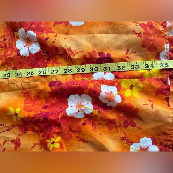 Vintage 70s Hukilau Paradise Hibiscus Floral Red Orange Ruffle Hawaiian Dress - Picture 10 of 10